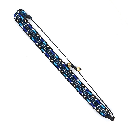 Friendship Loom Pattern Miyuki Seed Beads Bracelets for Women Men, Adjustable Nylon Cord Braided Bead Bracelets