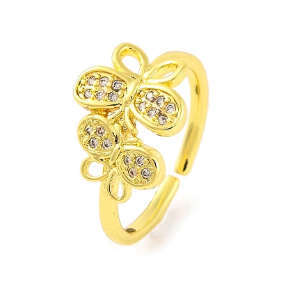 Открытые манжеты из латуни с бабочкой и микро-паве с прозрачным фианитом для женщин
