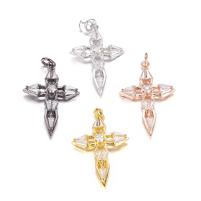 Латунные микро проложить кубического циркония подвески, крестик