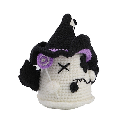 Halloween Cat/Ghost/Pumpkin Shape DIY Knitting Kits for Beginners, including Wool Yarn, Instructions, Needle, Knitting Markers, Crochet Hook, Fiberfill