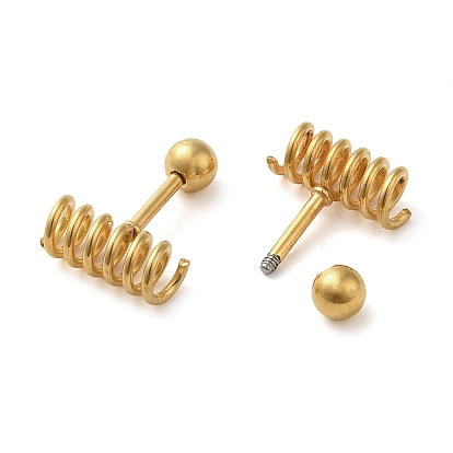 304 Stainless Steel Stud Earrings, Spiral