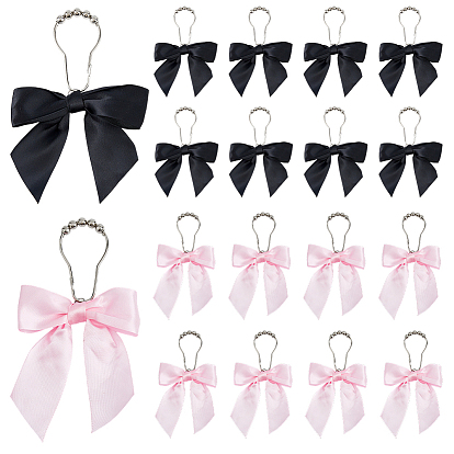 24шт 2 цвета железные кольца для душевой занавески для ванной комнаты, бантом, легко скользящие ролики, металлические вешалки для душа с бусинами, платина