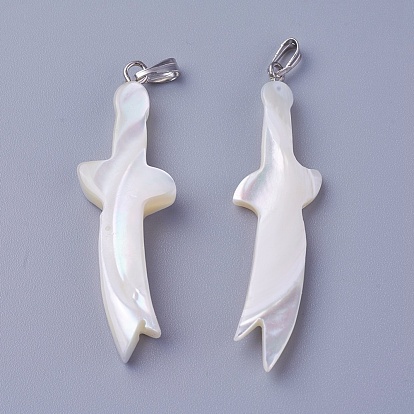 Shell Pendants, with Brass Findings, Knife