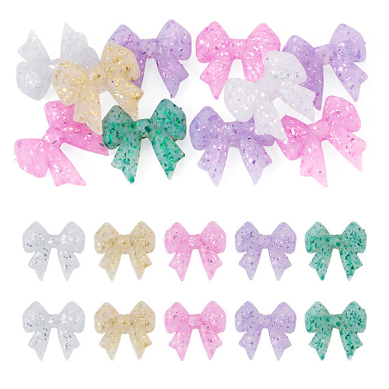 10Pcs Silicone Beads, Focal Beads, Bowknot with Glitter