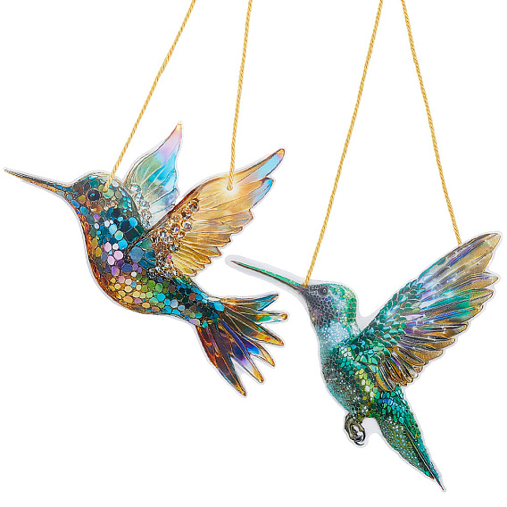 2 шт. 2 стили акриловые подвесные ловцы солнца в виде птиц, для домашнего сада, подвесные украшения, с полиэфирной веревкой