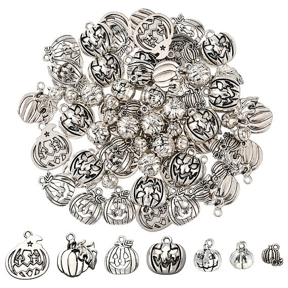 70 шт 7 подвески из сплава в тибетском стиле, тыква, Хэллоуин тема