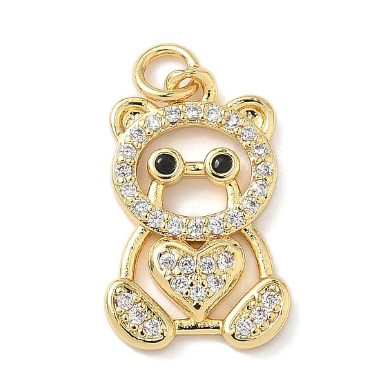 Латунные микро проложить кубического циркония подвески, медведь, с целью перехода в кольце, без свинца и без кадмия, долговечный, реальный 18 k позолоченный, стойки покрытие