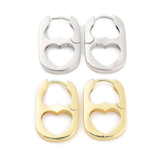 Серьги-кольца из латуни с сердечком для женщин, долговечный, без свинца и без кадмия