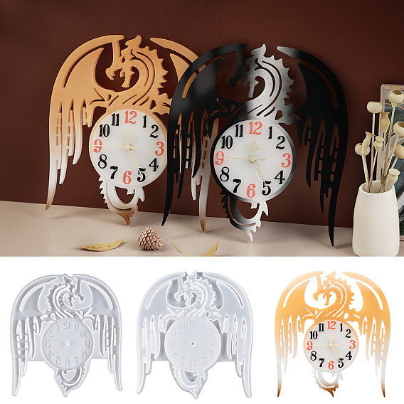 Силиконовые формы для настенных часов летающего дракона, формы для литья смолы, для уф-смолы, изготовление изделий из эпоксидной смолы