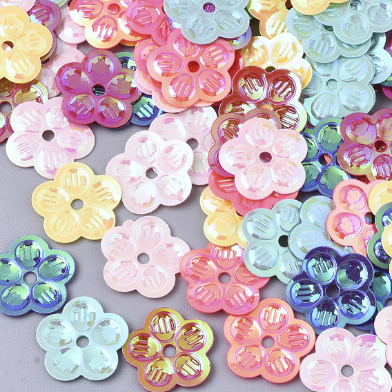 Аксессуары для орнаментов, пластиковые пайетки / блестки из пвх, AB цвет, цветок