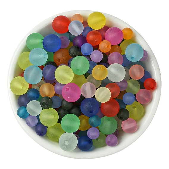 Прозрачные акриловые бусины, матовые, круглые