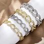 Латунные браслеты-цепочки с микропаве из прозрачных кубических цирконий для женщин, без свинца и без кадмия, стойки покрытие