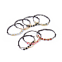 Rindslederband Armbänder, mit facettierten Edelsteinperlen und Messingwürfelperlen
