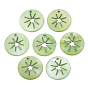 Natural Freshwater Shell Pendants, Flat Round with Hollow Star, Dyed