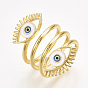 Messing Manschettenringe, cadmiumfrei und bleifrei, offene Ringe, mit Emaille, Auge