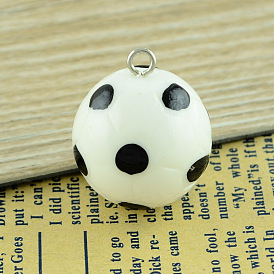 FootBall/Soccer Ball Resin Pendants, Sports Charms, 25x21mm, Hole: 2mm