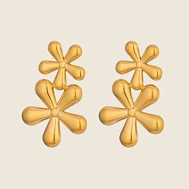 Двойной цветок 304 серьги-гвоздики из нержавеющей стали