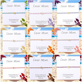 Регулируемые латунные браслеты из плетеных бусин ко Дню матери, плетеные браслеты из волоконного шнура для женщин, крестик, золотые