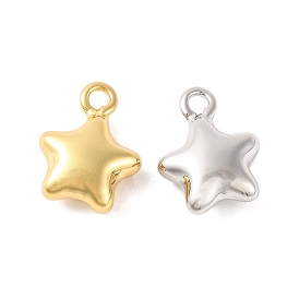 Rack Plating Brass Pendant, Long-Lasting Plated, Star