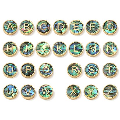 Латунные бусины, с имитацией смолы ракушки пауа, плоско-круглые, реальный 14 k позолоченный