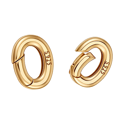 2 шт. 925 Кольца с пружинным затвором из стерлингового серебра, овальные