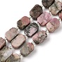 Природные родонит бисер нитей, с бисером, прямоугольные