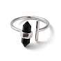 Natural Mixed Gemstone Bullet Open Cuff Rings, Platinum Brass Finger Ring, Cadmium Free & Lead Free
