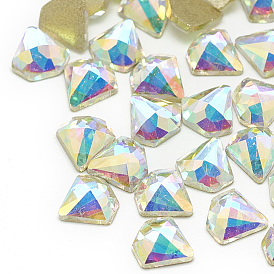 DIY Flat Back K9 Glass Rhinestone Cabochons, Random Color Back Plated, Faceted, Diamond