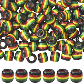 120шт. непрозрачные полосатые европейские бусины из смолы, ямайский колорит, ствол большие шарики отверстия
