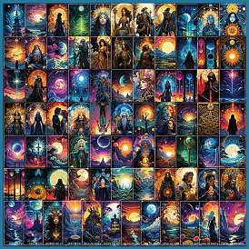 78Pcs Tarot Theme Waterproof PVC Stickers Set, Adhesive Label Stickers, for Water Bottles, Laptop, Luggage, Cup, Computer, Mobile Phone, Skateboard, Guitar Stickers