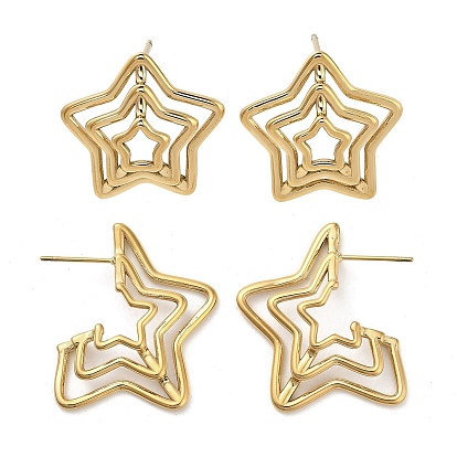 304 серьги-гвоздики из нержавеющей стали для женщин, пятиконечную звезду