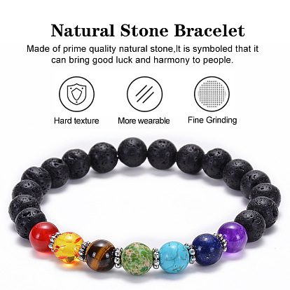 Rainbow Lava Stone Yoga Beaded Bracelet - Premium Quality Gemstone Jewelry