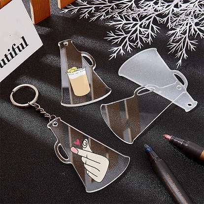 Fabrication de porte-clés bricolage, avec des pendentifs en acrylique transparent trompette vierge, 304 inox Anneaux ouverte, porte-clés en fer
