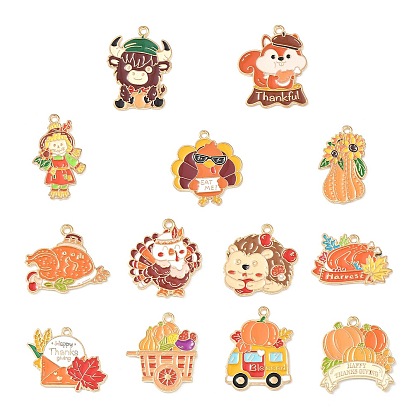 Подвески из сплава с эмалью ко дню благодарения, золотые