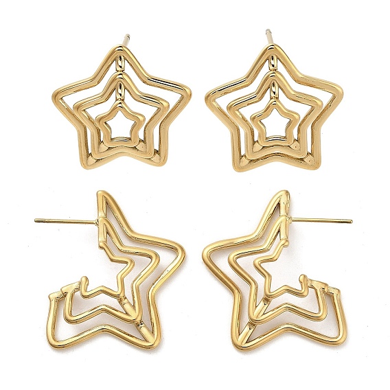 304 серьги-гвоздики из нержавеющей стали для женщин, пятиконечную звезду