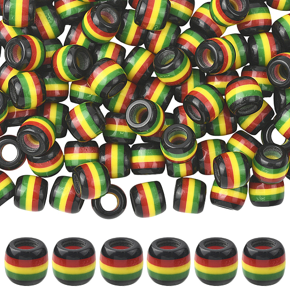 120шт. непрозрачные полосатые европейские бусины из смолы, ямайский колорит, ствол большие шарики отверстия