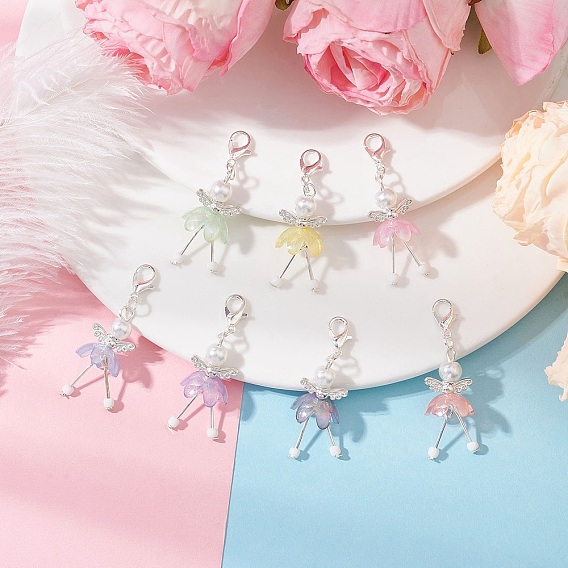 Цветочный ангел акриловые подвесные украшения, Сплав с застежками когтя омара