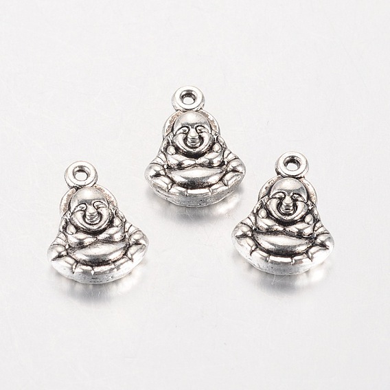 Tibetan Style Alloy Buddha Charms, 14x10x3.5mm, Hole: 1mm