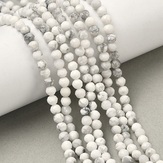 Природные Говлит бисер нитей, круглые, граненые