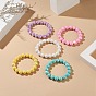 Macaron Color Faceted Acrylic Round Beaded Necklaces, for Women