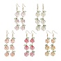 5пары 5 цвета стеклянные серьги с подвесками, с 304 нержавеющей стали серьги крючки, роза