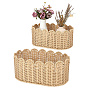 2Pcs 2 Styles Paper Woven Rattan Storage Basket, Scalloped Edge Home Organizer for Kitchen & Living Room