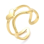 304 anillo de puño abierto de corazón de acero inoxidable para mujer