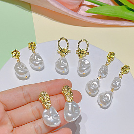 Irregular baroque pearl earrings female niche high-end retro s925 metal rose earrings