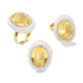 Регулируемые латунные кольца из микро-паве кубического циркония, с пластиковым звоном, украшения для женщин, долговечный, овальные