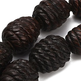 Perles européennes sculptées en bois de jujubier, forme de pomme de pin, Perles avec un grand trou   