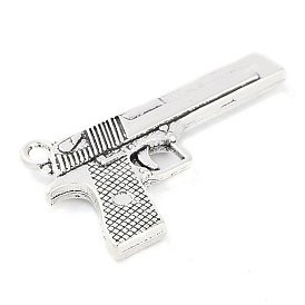 Tibetan Style Alloy Handgun/Pistol Pendants, Cadmium Free & Lead Free, 34.7x20x4mm, Hole: 2.5mm, about 102pcs/500g