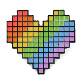 Zinc Alloy Rainbow Pixel Heart Enamel Pin Brooch