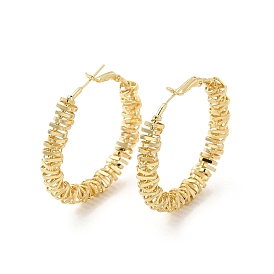 Brass Wire Wrapped Hoop Earrings for Women