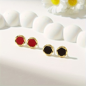 Плоские круглые 201 из нержавеющей стали серьги стержня, золотые